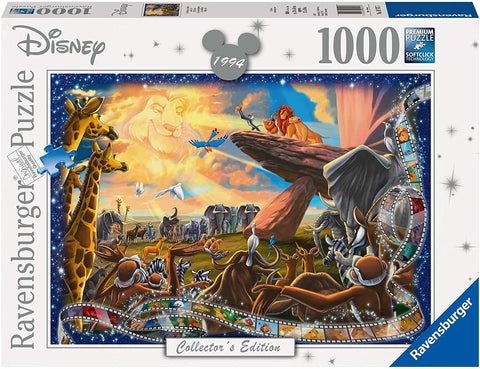 Dėlionė Ravensburger 1000 detalių The Lion King kolekcinėje dėžutėje, Pride Rock scena su kino juostos rėmeliu