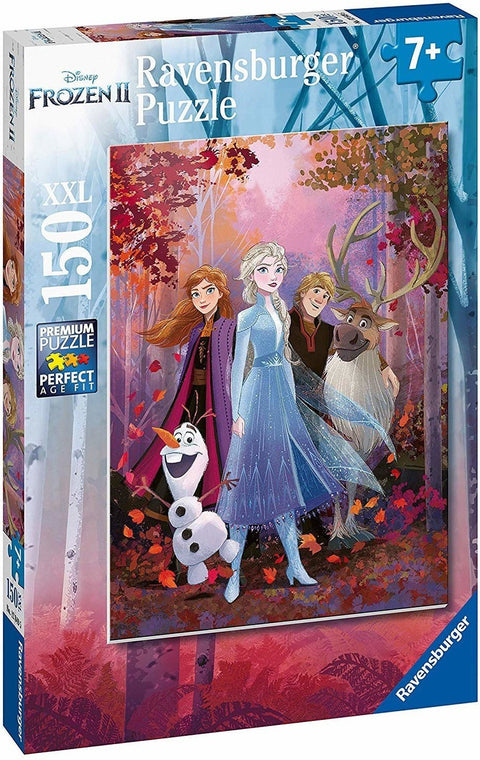 Ravensburger dėlionė 150 dalių Frozen II su Elza, Ana, Olafu, Kristofu ir Svenu ant rudeninio miško dizaino