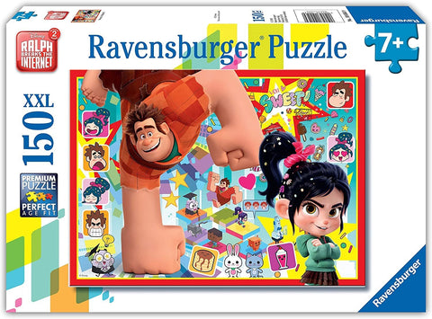 Dėlionė Ravensburger XXL 150 detalių, ryškus dėžės priekinis piešinys su Ralfu ir Vanellope, tinka nuo 7 metų