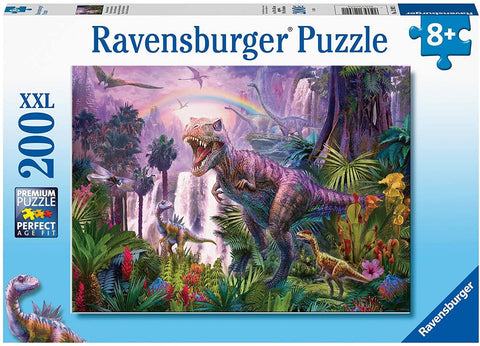 Dėlionė Ravensburger XXL 200 dalių su spalvingais dinozaurais, kriokliu ir vaivorykšte