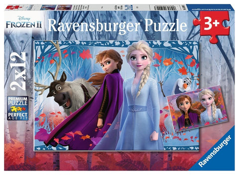 Ravensburger dėlionė Frozen II, 2 vienetai vaikams (3+), su Elza, Ana ir Svenu rudeniškoje miško scenoje
