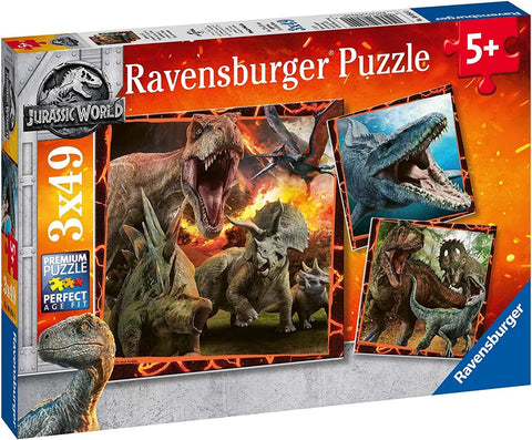 Ravensburger: Puzzle 3x49 Jurassic World - RAVENSBURGER dėlionė - HOBI.LT 🇱🇹