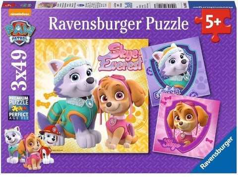 Ravensburger dėlionė 3x49, violetinė pakuotė su Skye ir Everest personažais, skirta vaikams nuo 5 metų