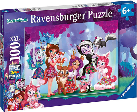 Dėlionė Ravensburger 1000 dalių (XXL) Enchantimals — spalvingas miško personažų piešinys ant dėžutės, tinkama vaikams nuo 6 m.