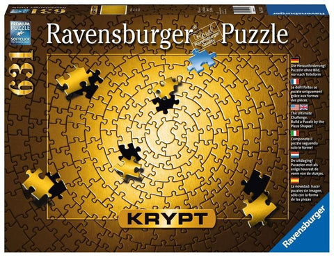 Dėlionė Ravensburger Krypt (631 det.) auksinė spiralė dėžutėje, priekinis dizainas su keliomis išmėtytomis detalėmis