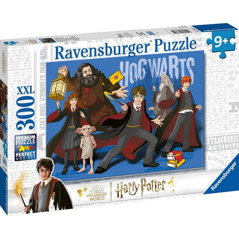 Harry Potter dėlionė Ravensburger, 300 dalių XXL dėžutė su Hogwartso personažais (Harry, Ronas, Hermiona), skirta 9+ metų