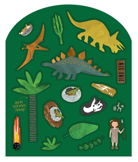 Daugkartiniai dinozaurų lipdukai su scenomis – kūrybinė knygelė 3+ | Floss & Rock