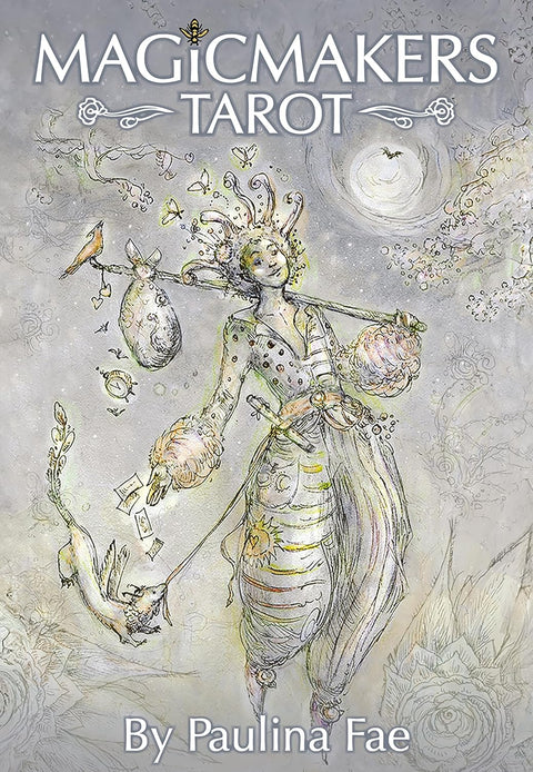 Tarot kortos MagicMakers Paulina Fae — pastelinė iliustruota dangtelio viršelis su sapniška persona ir mėnulio motyvais