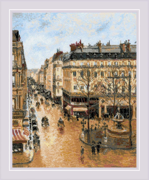 Paveikslas ant drobės, rėmuotas, rudeniškų okerinių tonų, 50×70 cm, miesto gatvės panorama iš aukšto kampo