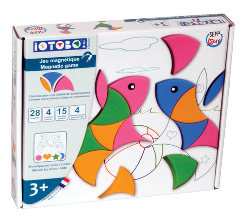 SEPP Iotobo magnetinė dėlionė su lentele, 28 magnetukai, 3 formos, 4 spalvos, 3+