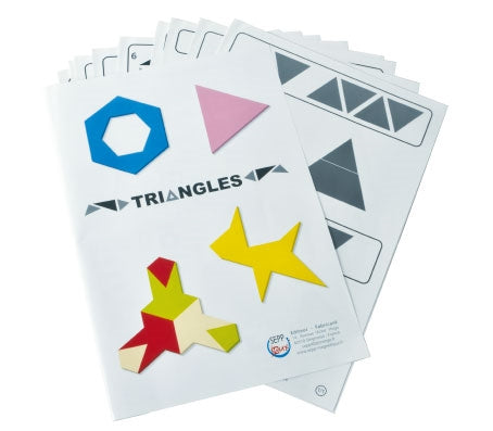 SEPP magnetinis edukacinis žaidimas „Trikampiai“ – geometrinės figūros, 6 vaikams (5–8 m.), 54 užduotys