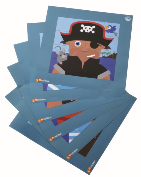 SEPP magnetinių mozaikų rinkinys „Piratai“ – 128 magnetukai, 6 lentelės, 6 vaikams, 3–4 m.