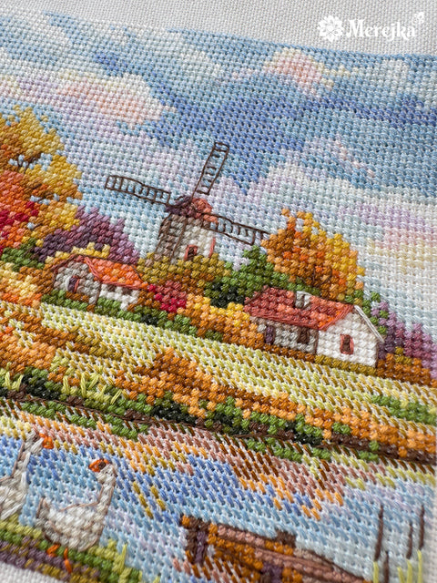 Siuvinėjimo kryželiu rinkinys „Ruduo“ 11,5×11,5 cm pradedantiesiems