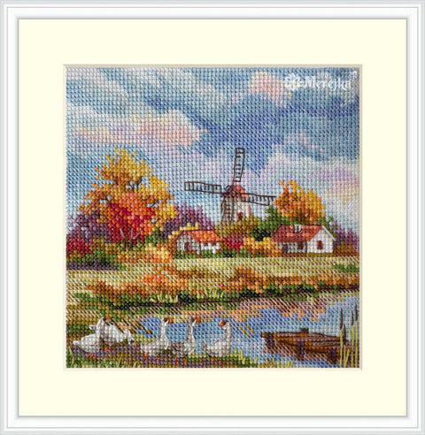 Siuvinėjimo kryželiu rinkinys „Ruduo“ 11,5×11,5 cm pradedantiesiems