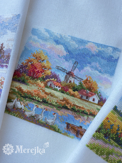 Siuvinėjimo kryželiu rinkinys „Ruduo“ 11,5×11,5 cm pradedantiesiems