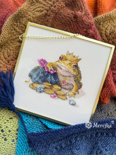 Siuvinėjimo kryželiu rinkinys „Auksinė rupūžė“, 11×12 cm