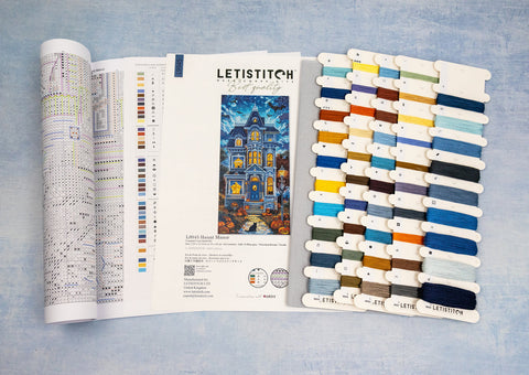 Siuvinėjimo rinkinys Letistitch "Haunt Manor" su grafiku, Aida drobe ir siūlų kortelėmis