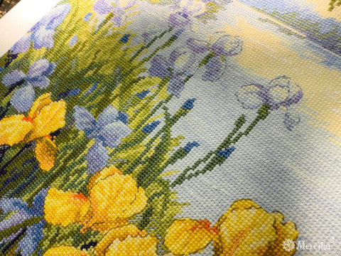 Kryželių siuvinėjimo rinkinys „Užkerėtas tvenkinys“ 28x34 cm