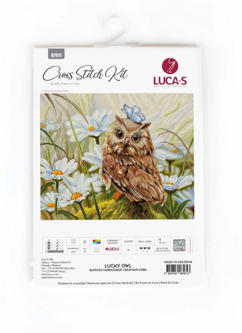 Kryželių rinkinys LUCA‑S Lucky Owl – komplektas su pelėdos motyvu ir gėlių ornamentu pakuotėje