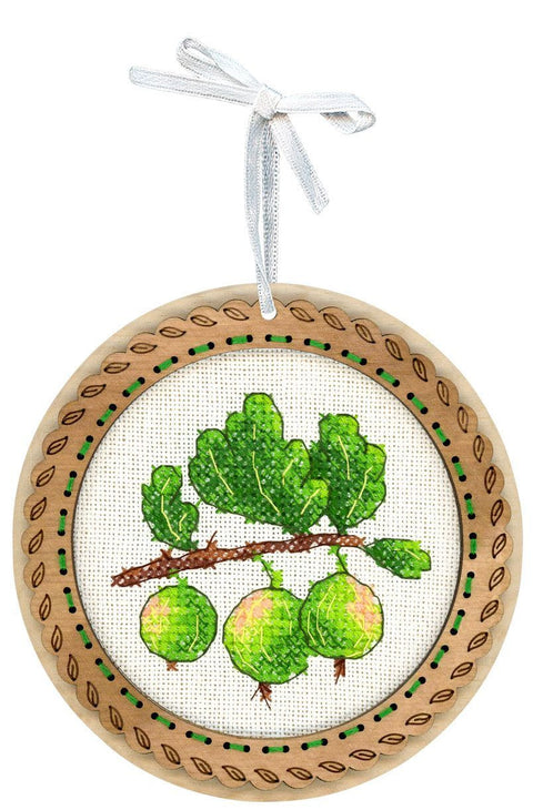 Kryželiu siuvinėjimo rinkinys ant medžio – Miniatiūra „Agrastai“ 10x10 cm