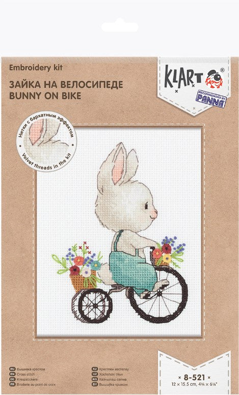 KLART kryželių siuvinėjimo rinkinys „Triušis ant dviračio“ – vaikams