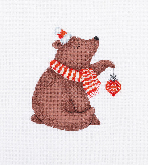 KLART siuvinėjimo kryželiu rinkinys „Naujųjų metų meškiukas“ 15×13,5 cm