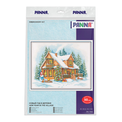 Kryželių siuvinėjimo rinkinys „Naujieji metai kaime“ 35×26 cm PANNA