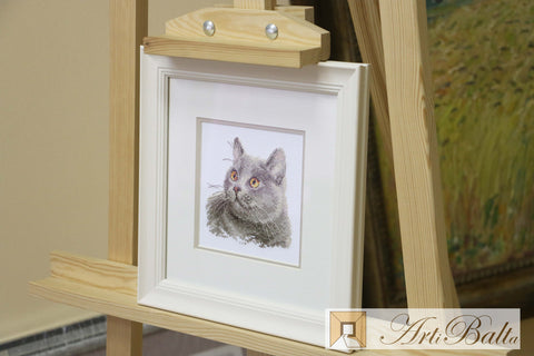 Kryželiu siuvinėjimo rinkinys „Britų katė“ 12x11 cm, Aida 14 ct, 13 spalvų