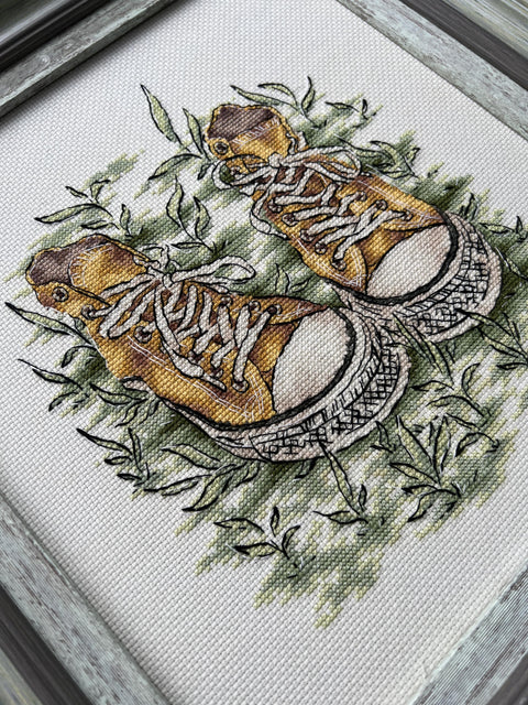 Kryželių rinkinys Sportbačiai, Aida 14ct, 19x22 cm, 26 spalvų