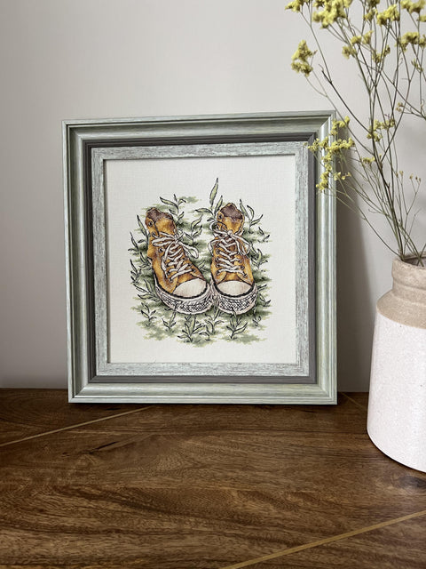Kryželių rinkinys Sportbačiai, Aida 14ct, 19x22 cm, 26 spalvų