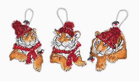 Siuvinėjimo rinkinys Christmas Tigers Toys kit of 3 pieces SLETIL8017