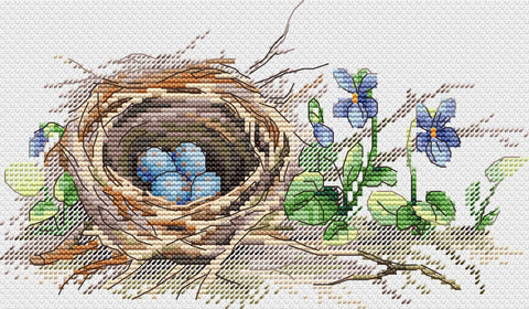 Žavingas siuvinėjimo rinkinys kryželiu „Miško pakraštyje“, 12×20 cm