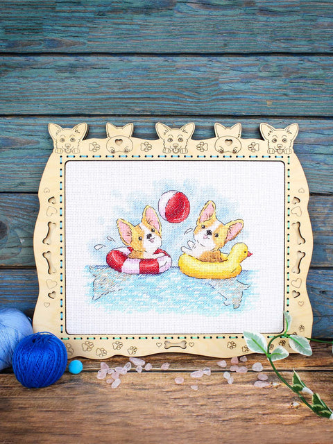 Siuvinėjimo kryželiu rinkinys „Linksmos maudynės“ 15×20 cm
