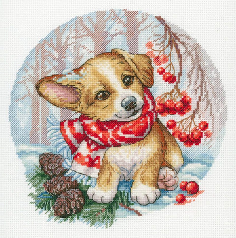 Siuvinėjimo kryželiu rinkinys „Pasivaikščiojimas miške“, 19×18 cm