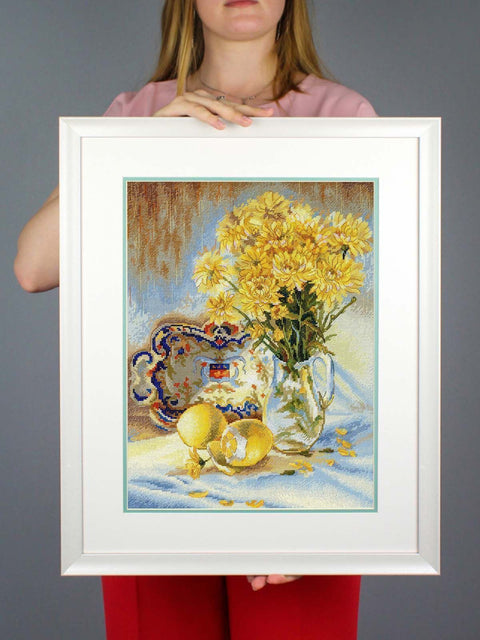 Kryželių siuvinėjimo rinkinys Saulėtas natiurmortas 40×30 cm