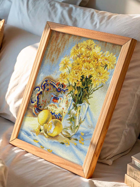 Kryželių siuvinėjimo rinkinys Saulėtas natiurmortas 40×30 cm