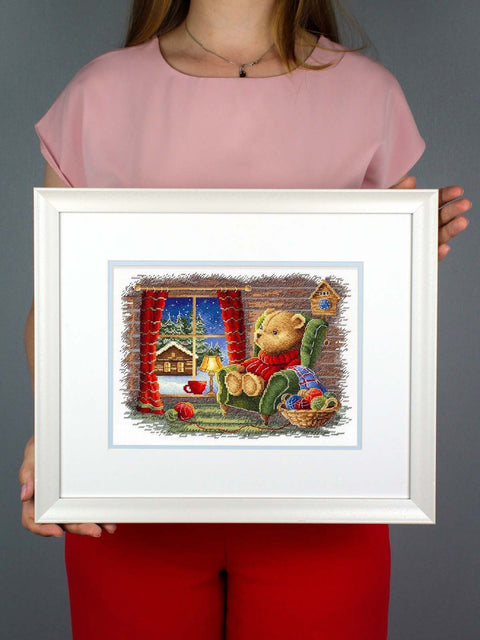 Siuvinėjimo kryželiu rinkinys „Ramus vakaras“, 20×25 cm – pradedantiesiems