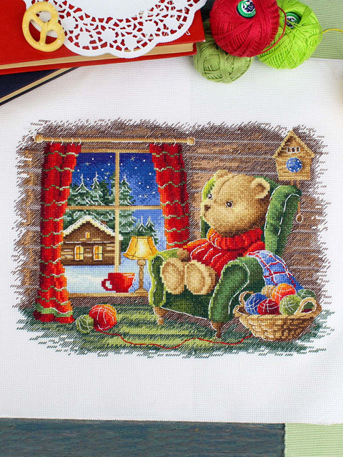 Siuvinėjimo kryželiu rinkinys „Ramus vakaras“, 20×25 cm – pradedantiesiems