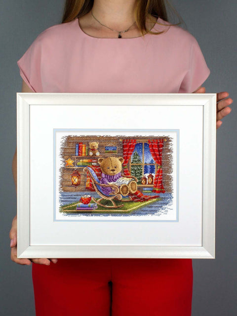 Kryželiu siuvinėjimo rinkinys „Su mėgstama knyga“ 20x25 cm