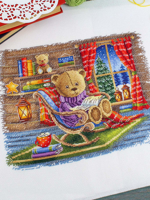 Kryželiu siuvinėjimo rinkinys „Su mėgstama knyga“ 20x25 cm