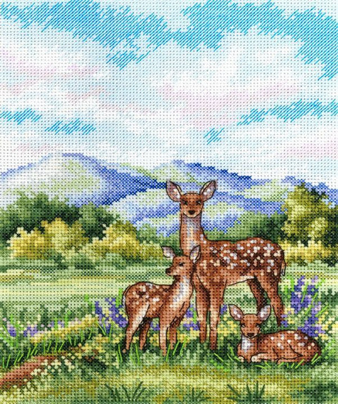 Siuvinėjimo kryželiu rinkinys „Grakštus elnias“, 20×16 cm