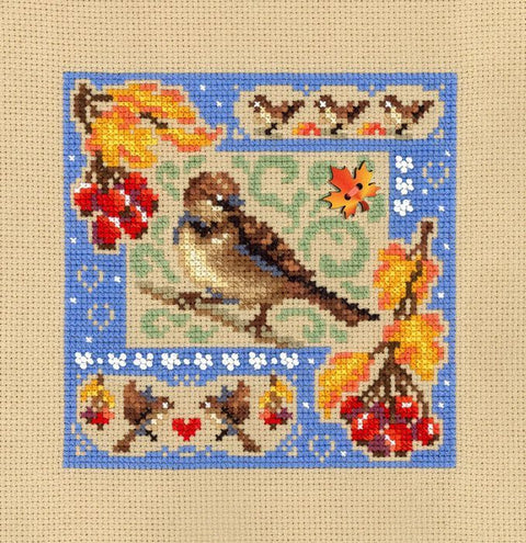 Kryželių siuvinėjimo rinkinys „Mini sampler: Rudens kompozicija“, 13×13 cm
