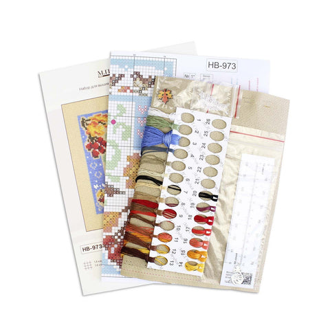 Kryželių siuvinėjimo rinkinys „Mini sampler: Rudens kompozicija“, 13×13 cm