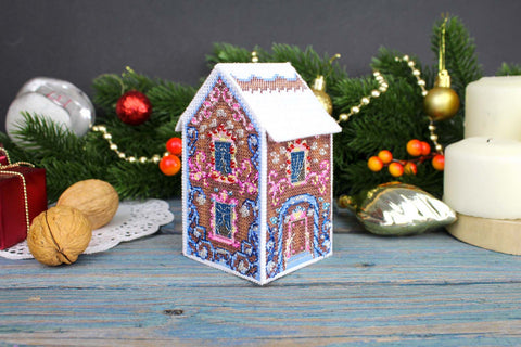 Kryželių rinkinys 3D žaislui – raštuotas namelis 11×6×6 cm