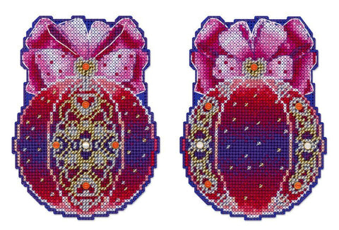 Siuvinėjimo kryželiu rinkinys „Širdies magija“ – kalėdinis burbulas 12×9 cm