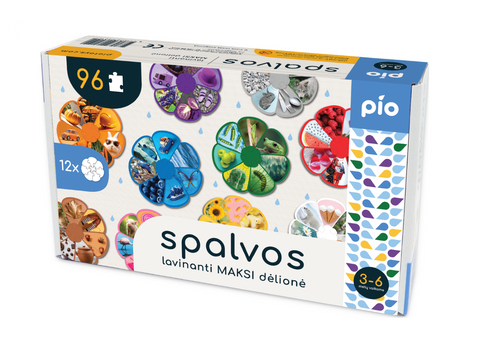 Edukacinė maksi dėlionė „Spalvos“ vaikams 3–6 m., 96 didelės detalės, 12 gėlių – PIO