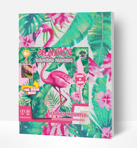 Splat Planet deimantinė mozaika Flamingas 30x40 cm – drobės paveikslas, kūrybinis rinkinys 6+