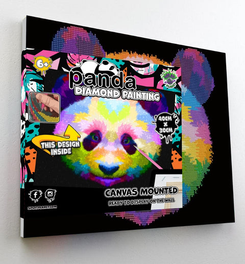 Splat Planet deimantinė mozaika Panda ant drobės 30x40 cm – kūrybinis rinkinys 6+