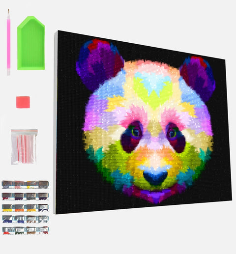 Splat Planet deimantinė mozaika Panda ant drobės 30x40 cm – kūrybinis rinkinys 6+