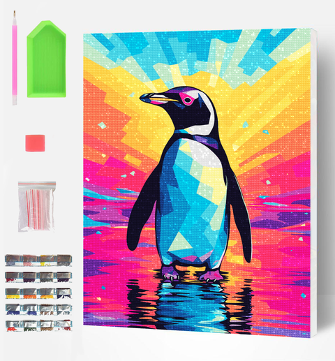 Deimantinė mozaika paveikslas „Pingvinas“ 30x40 cm – Splat Planet rinkinys 6+